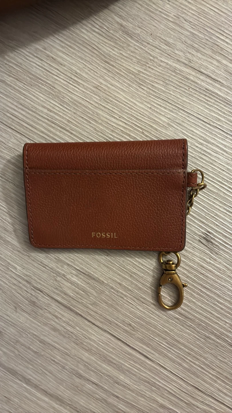 Fossil Brown Leather Card Holder with Keychain - photo 3