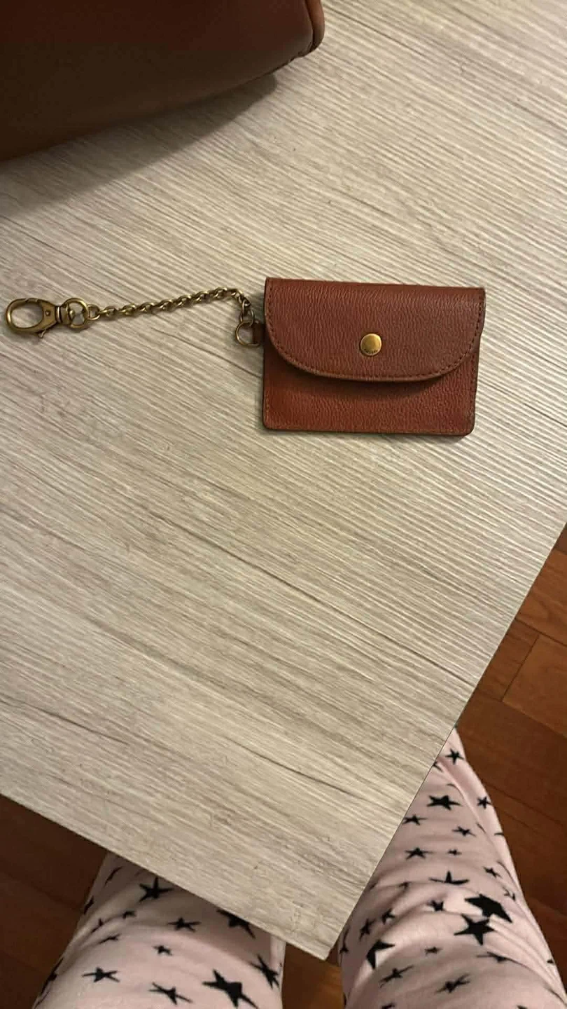 Fossil Brown Leather Card Holder with Keychain