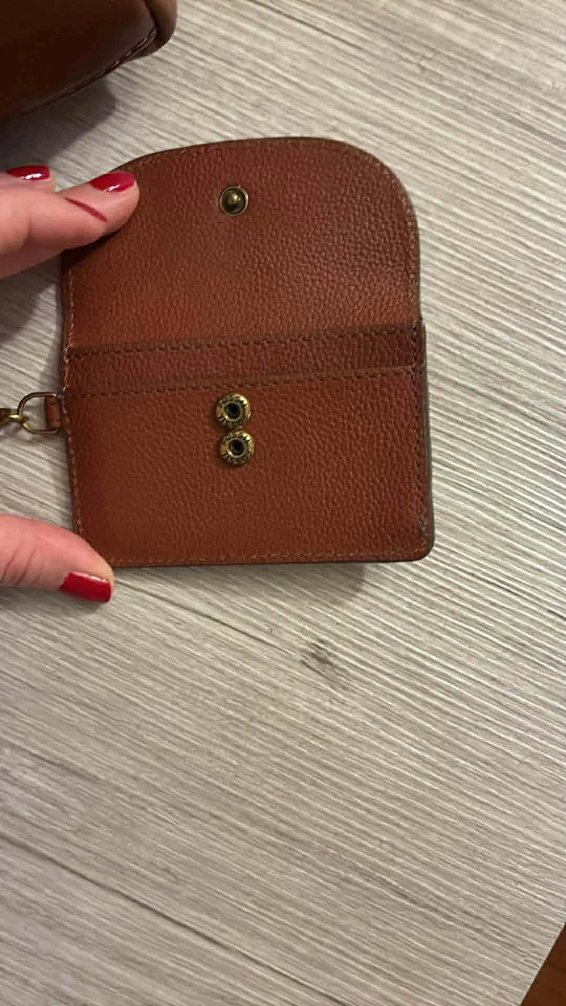 Fossil Brown Leather Card Holder with Keychain - photo 2