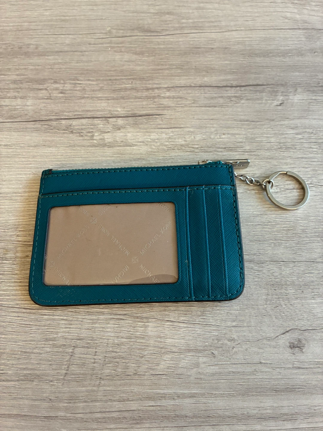 Michael Kors Teal Card Holder with Zipper Pouch and Key Ring - photo 2