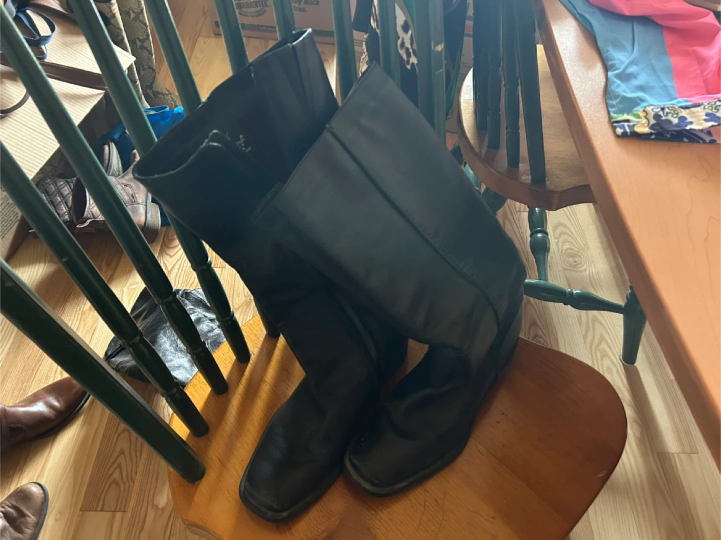 Black Leather Knee-High Boots
