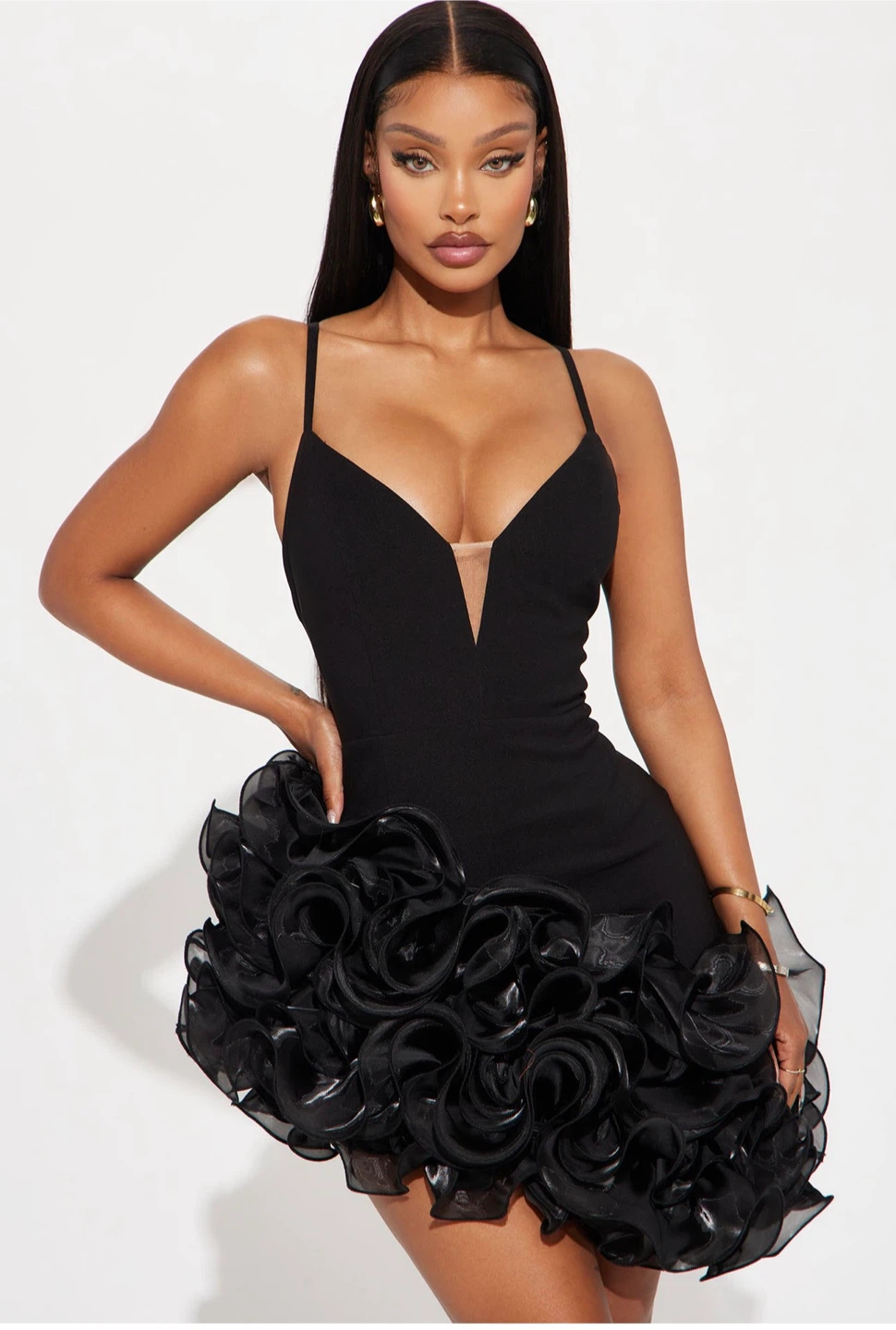 Black Ruffle Mini Dress