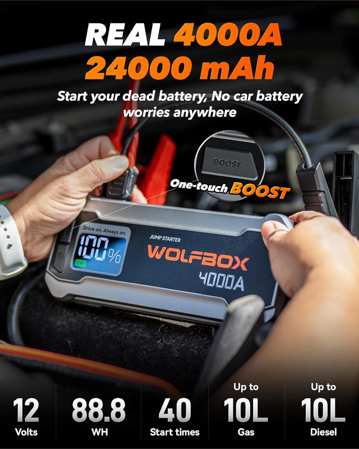 WOLFBOX MV24 4000A Jump Starter - photo 2
