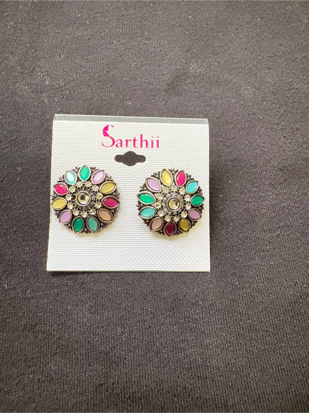 Sarthii colourful floral stud earrings