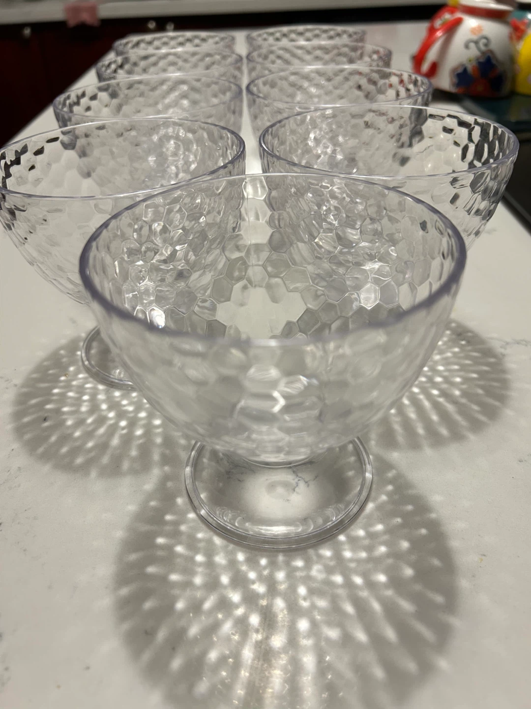 Set of 9 Clear Textured Dessert Cups
