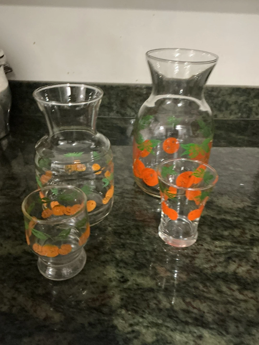 Glass Pitcher and Tumblers Set with Orange Design - photo 5