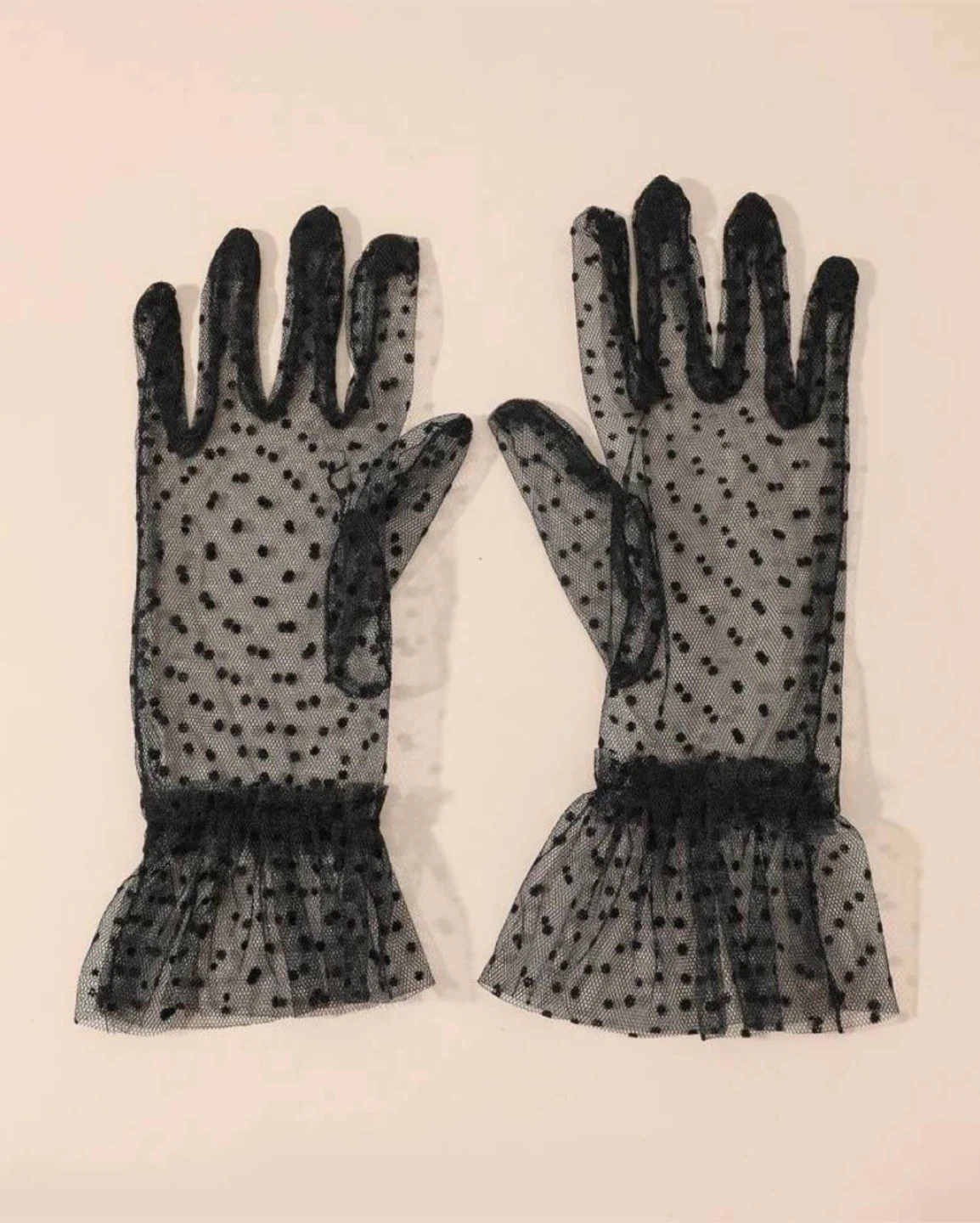 Black Polka Dot Mesh Gloves - photo 5