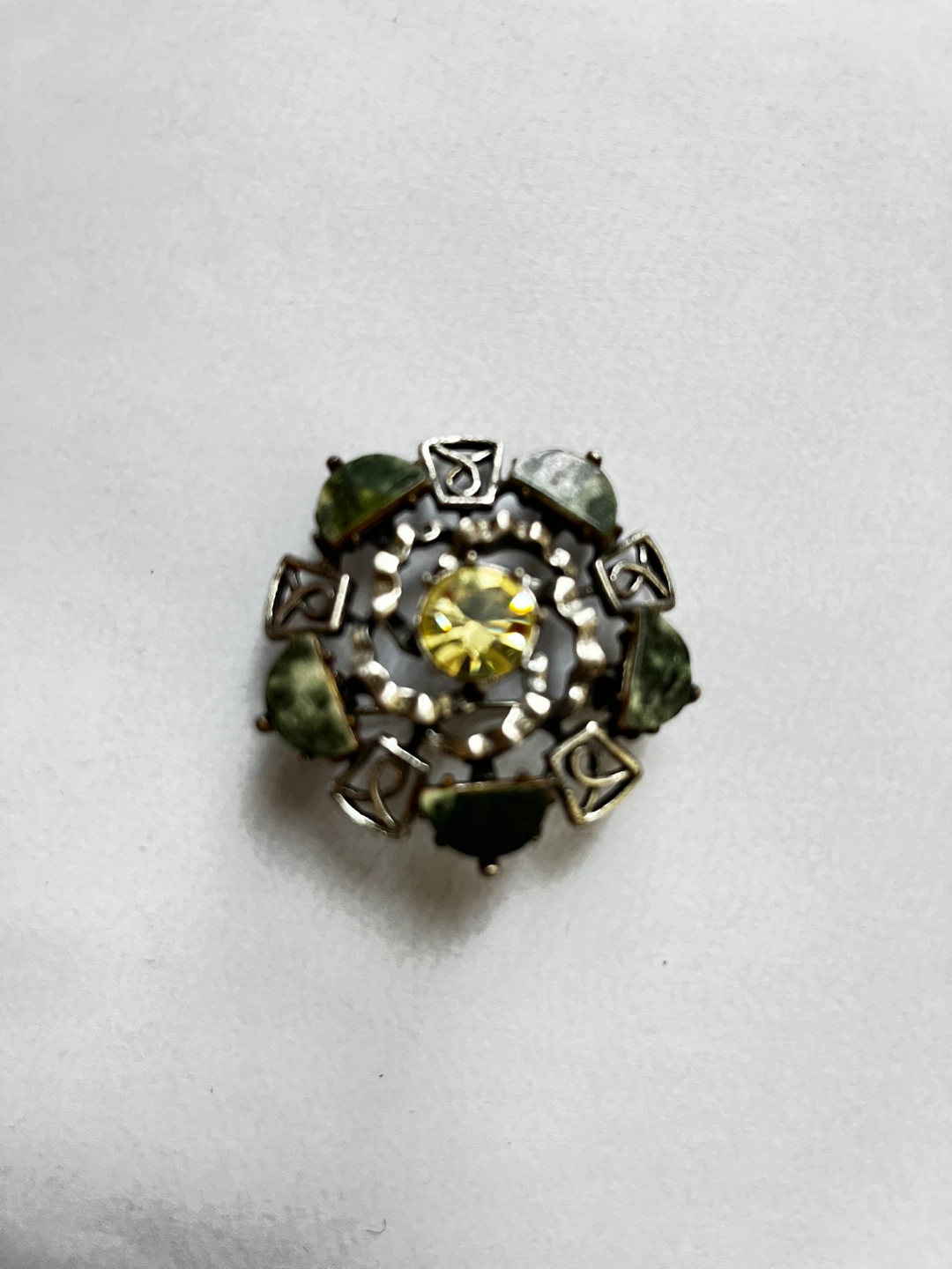 Vintage Brooch with Yellow and Green Accents - photo 4