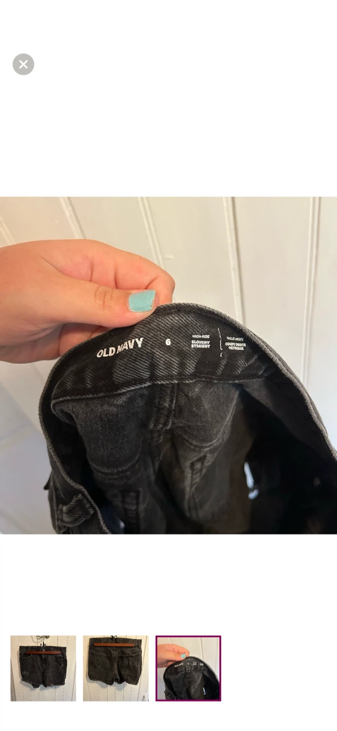 Old Navy Distressed Black Denim Shorts Size 6 - photo 3