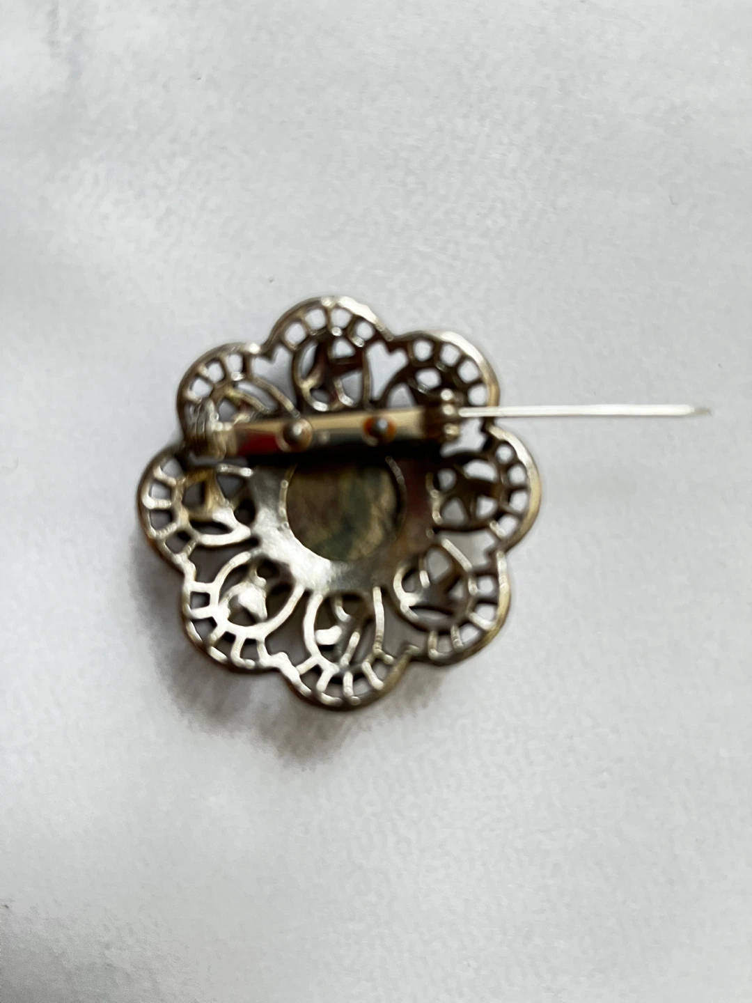 Vintage Floral Brooch with Stone Inlay - photo 3