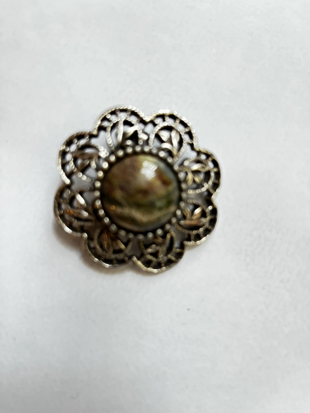 Vintage Floral Brooch with Stone Inlay