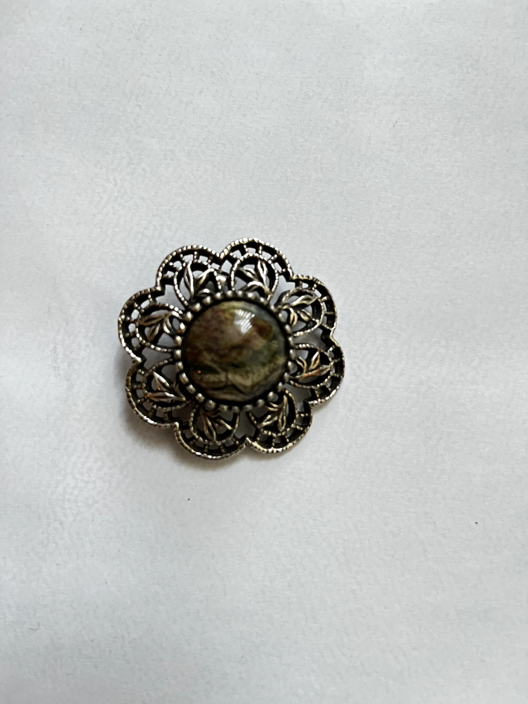 Vintage Floral Brooch with Stone Inlay - photo 5