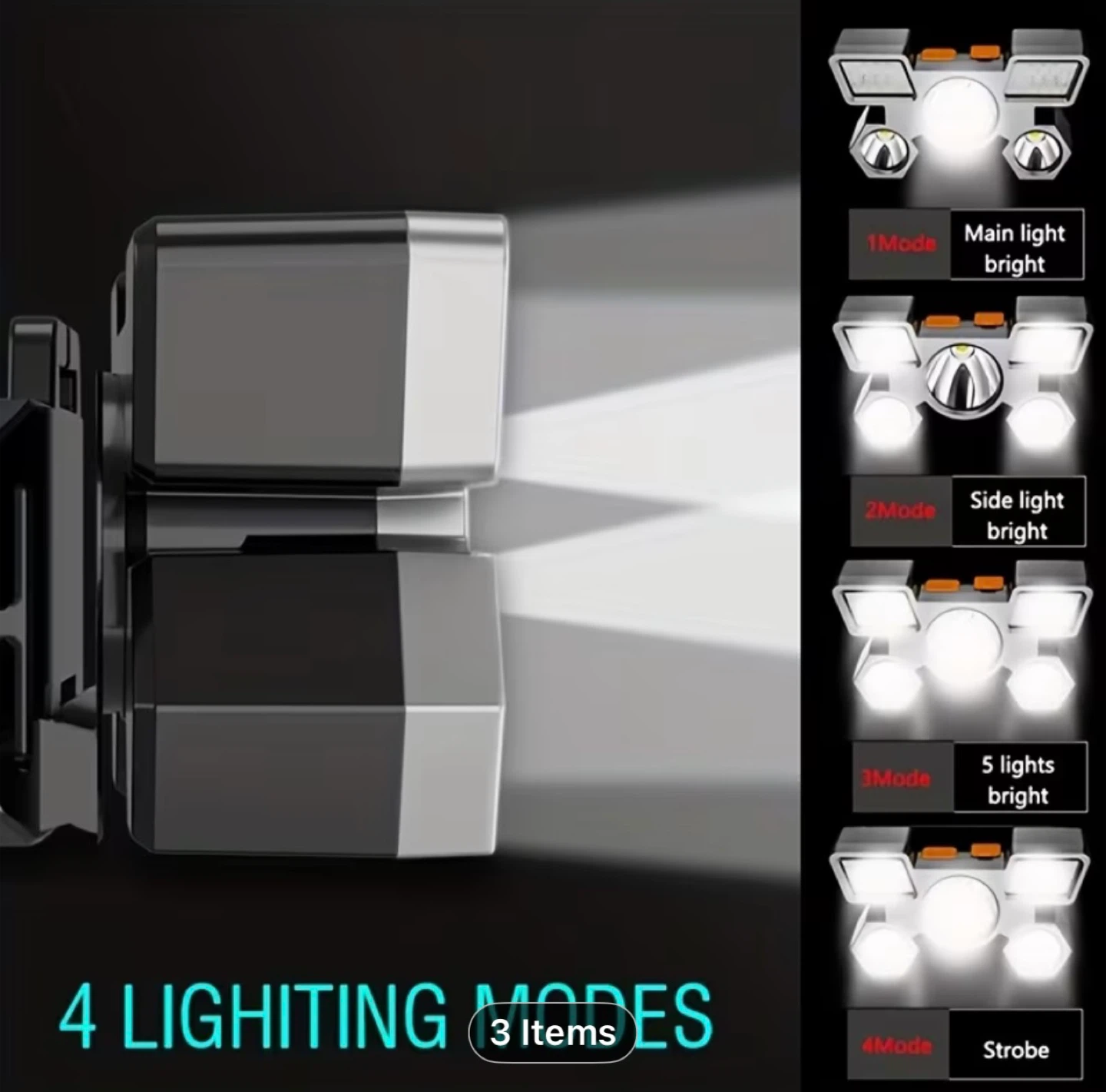 1pc 5 LED Headlamp, USB Rechargeable Ultra - photo 4