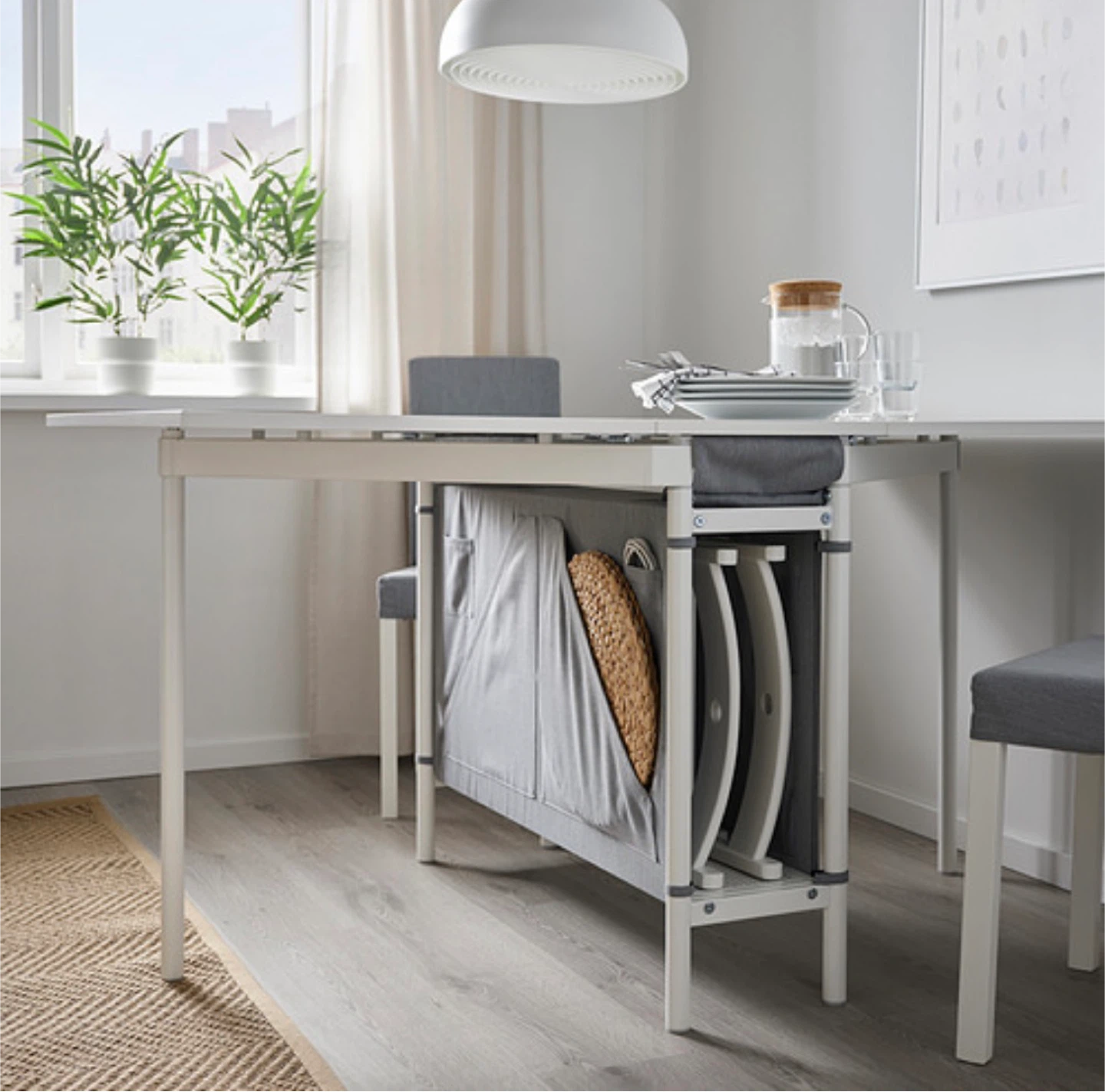 Dining Table - IKEA Kallhall White foldable Table with Storage - photo 3