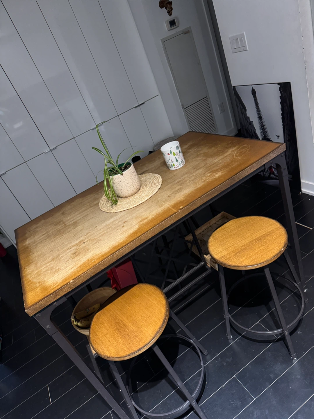 Wooden Dining Table and Stools Set