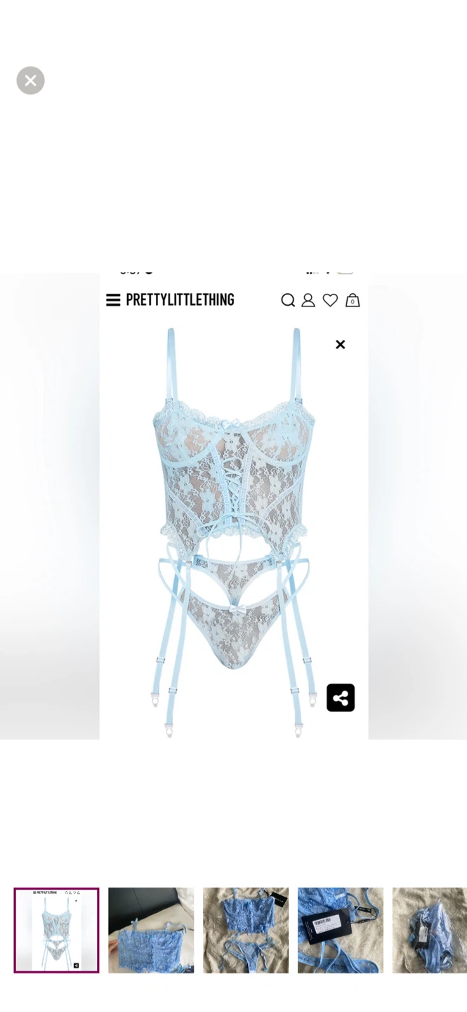 PrettyLittleThing Baby Blue Lace Trim Thong Set
