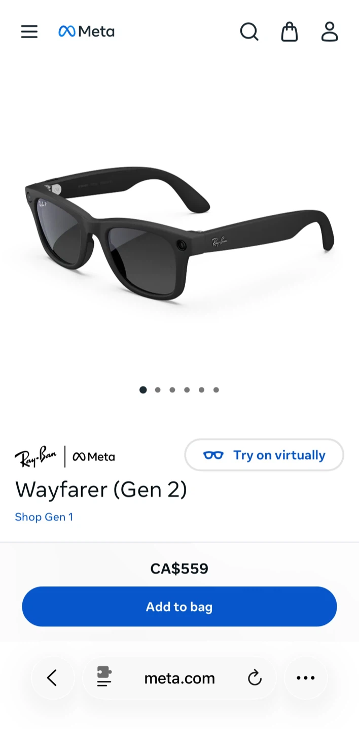 Ray-Ban Meta Wayfarer (Gen 2) Smart Glasses