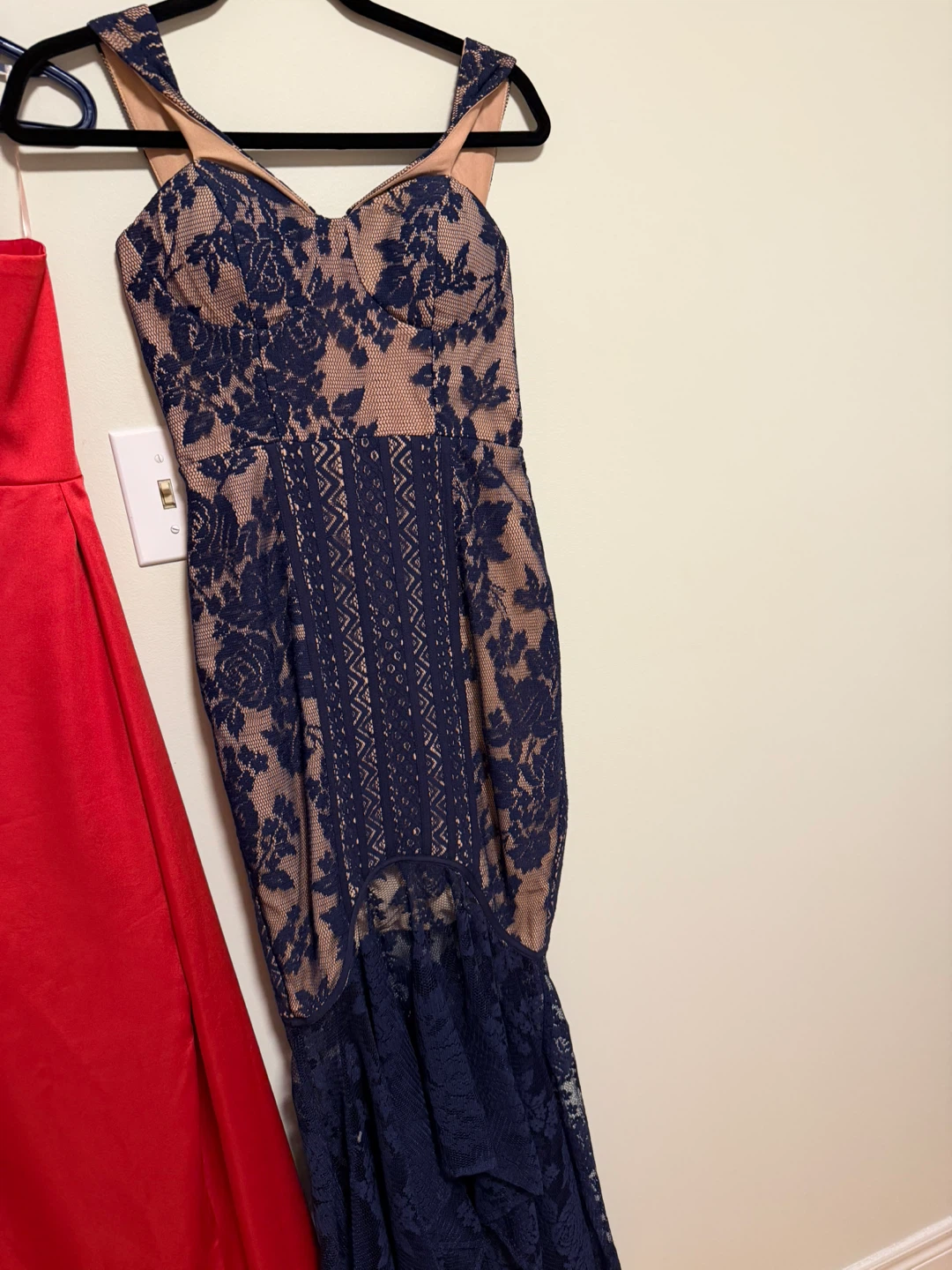 Navy Lace Fit and Flare Dress - photo 3