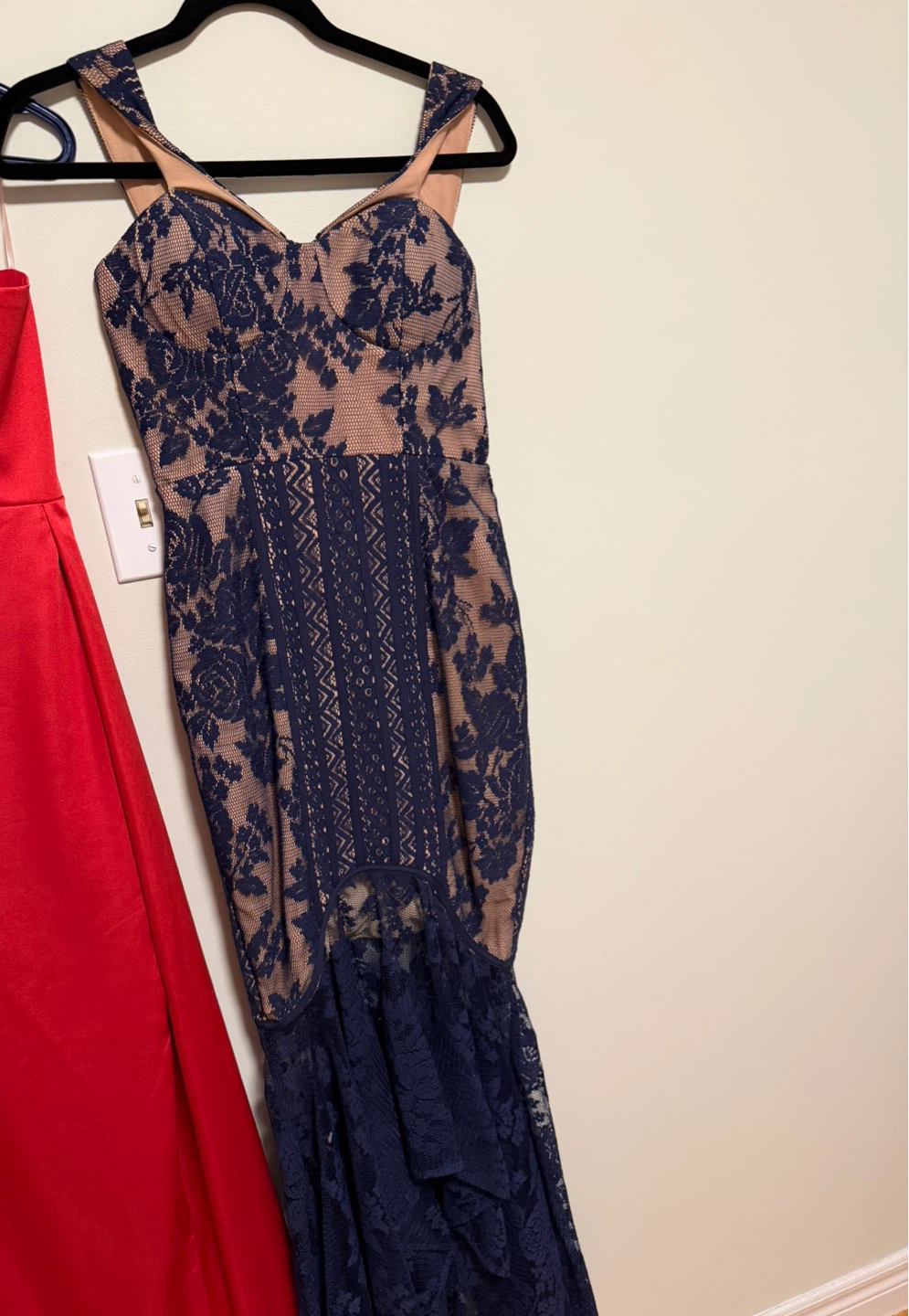 Navy Lace Fit and Flare Dress