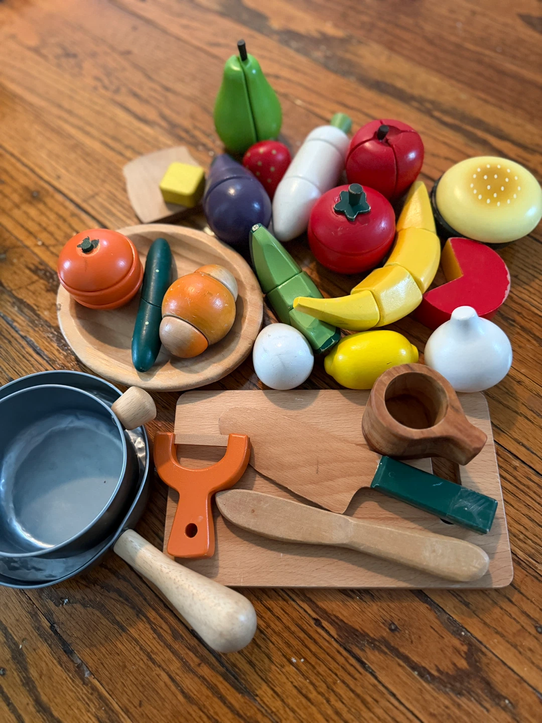 Wooden Play Food Set with Kitchen Accessories from Japan