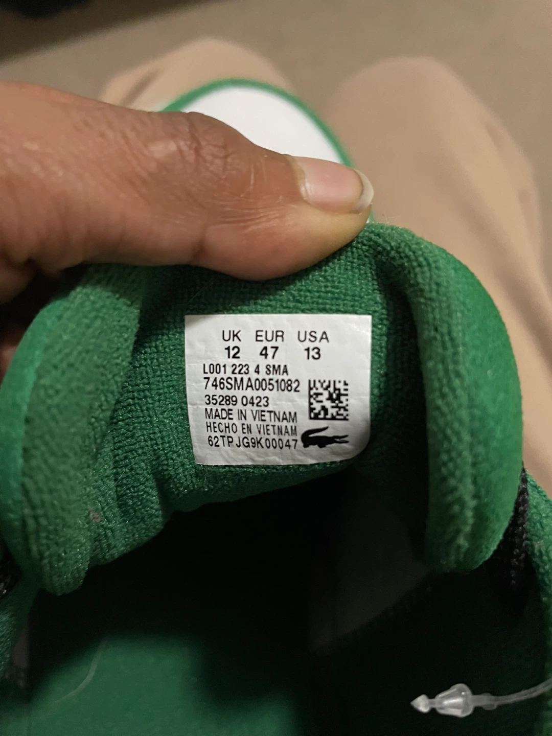 Lacoste Men's Sneakers - Green/White - Size 12 UK - photo 3