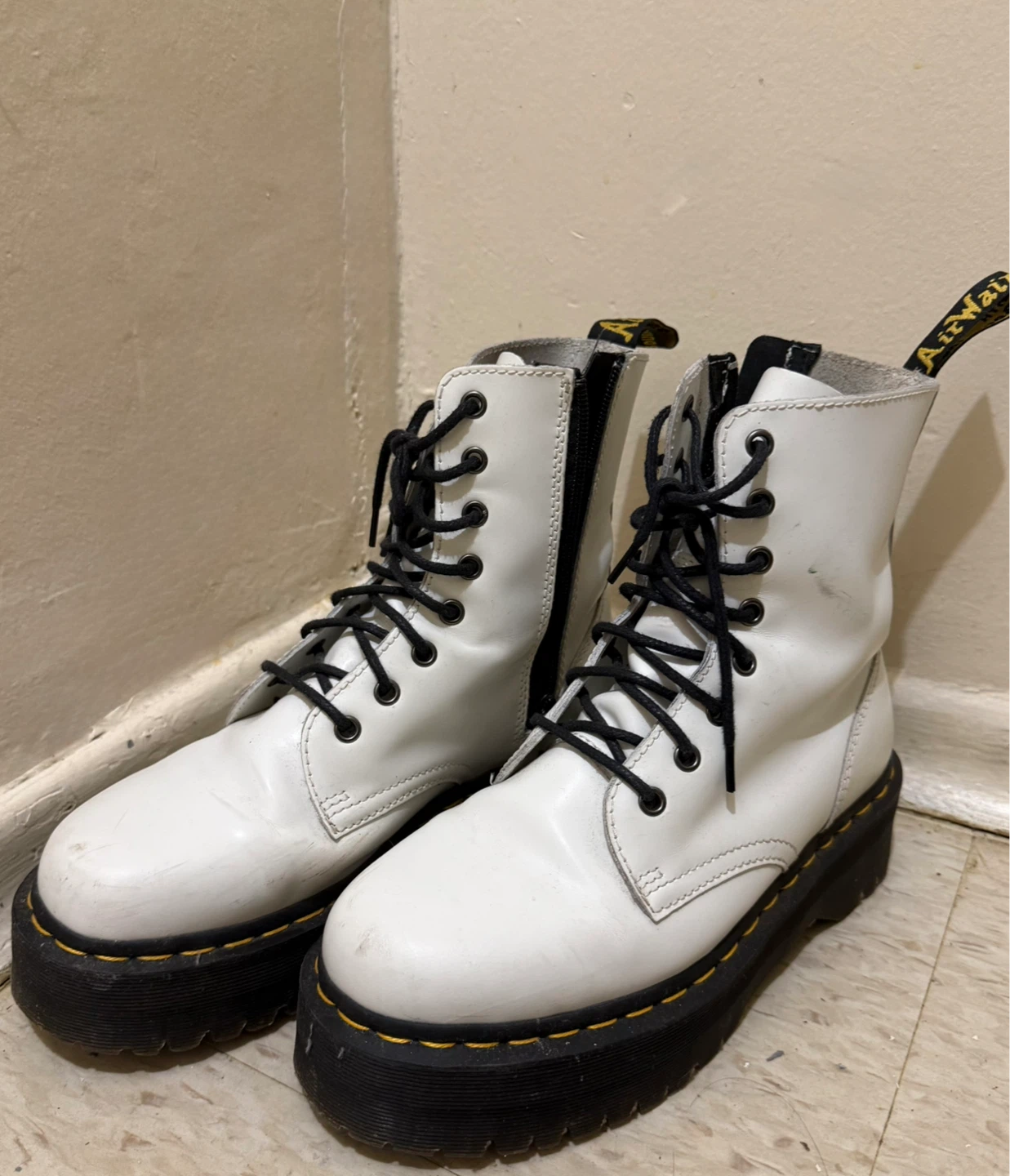White Dr. Martens Platform Boots