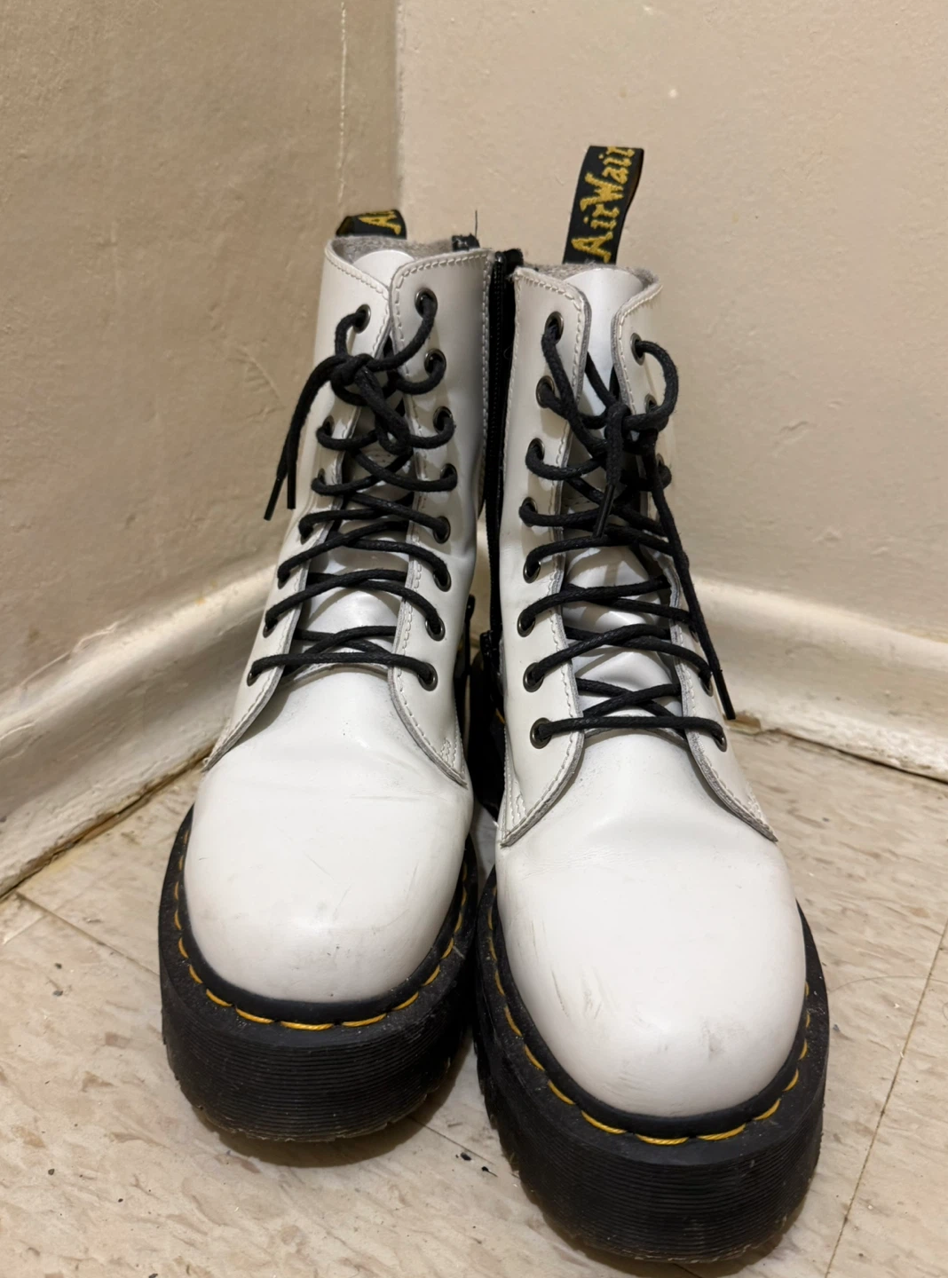 White Dr. Martens Platform Boots - photo 2