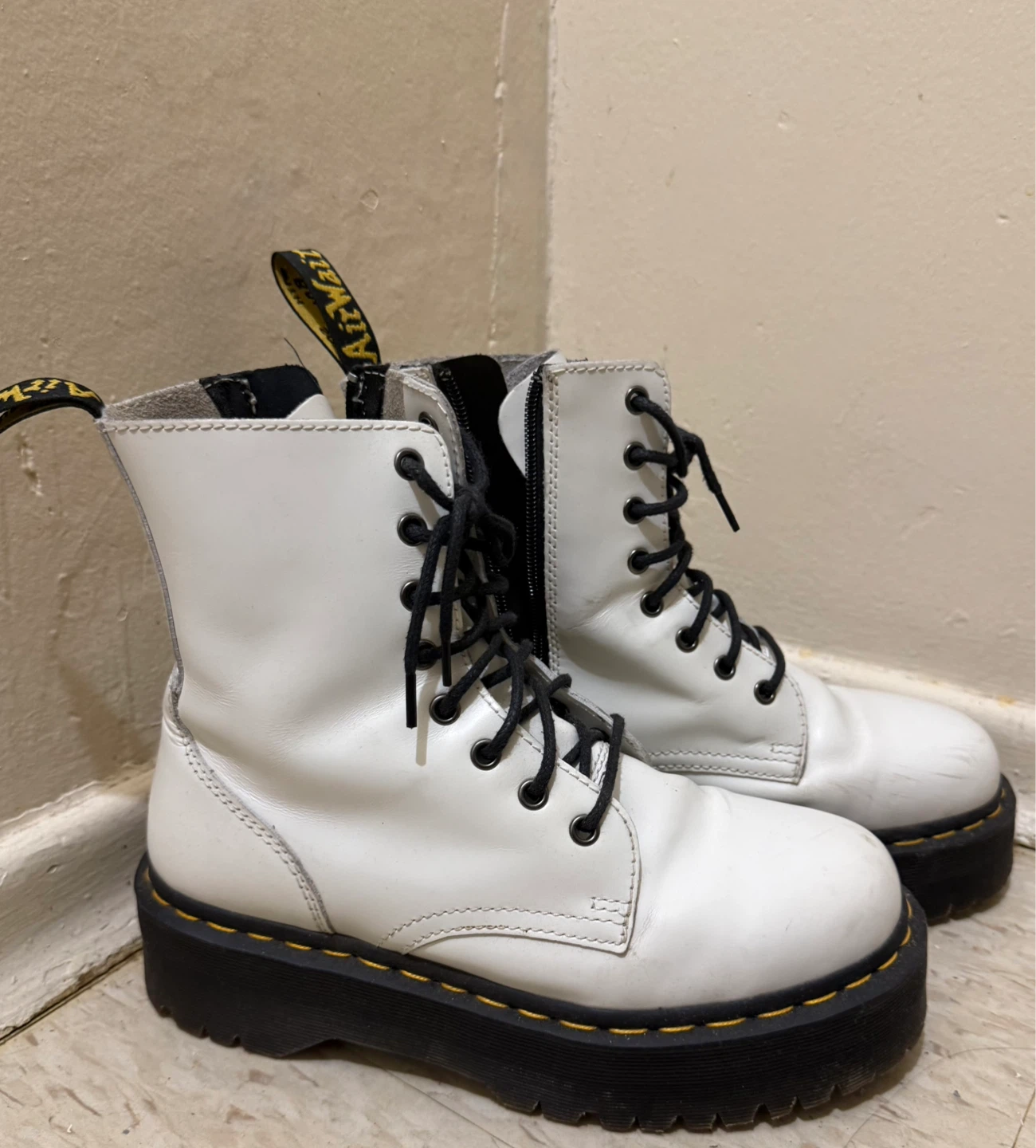 White Dr. Martens Platform Boots - photo 3