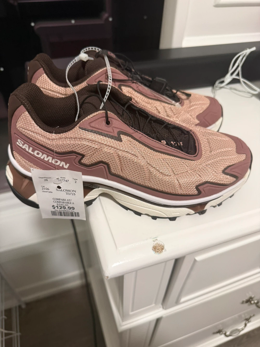 Salomon T0725 Pink/Brown Running Shoes Size 2 - photo 3