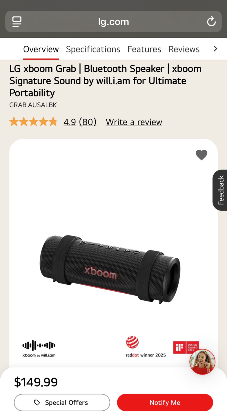 LG XBOOM Grab Bluetooth Speaker - photo 2