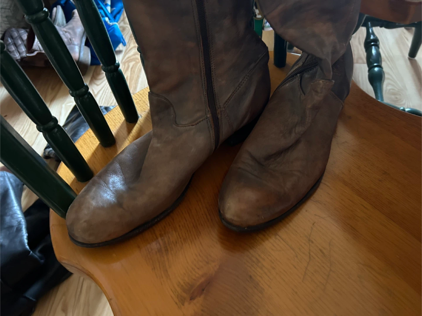 Brown Leather Tall Boots Size 40