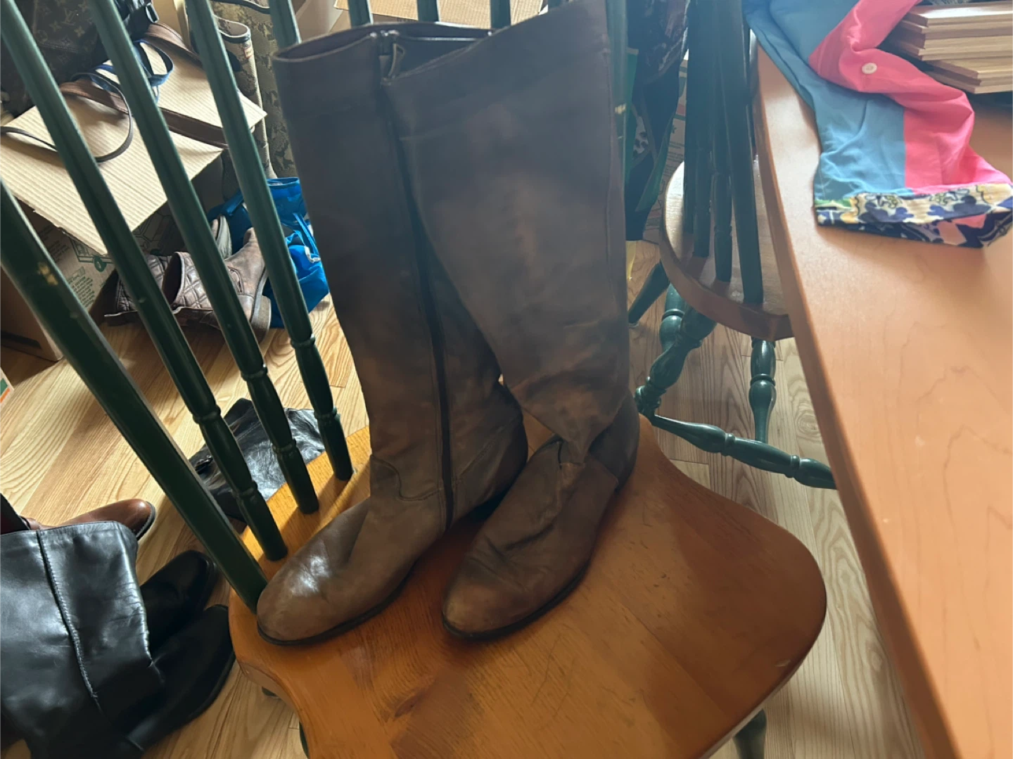 Brown Leather Tall Boots Size 40 - photo 4