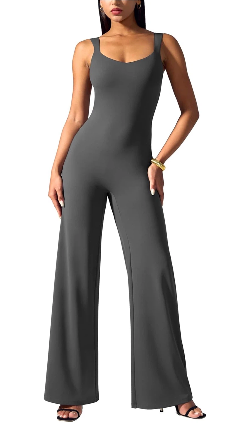 NEW! Vilanva Dressy One Piece Stretch Wide Leg Romper Jumpsuit