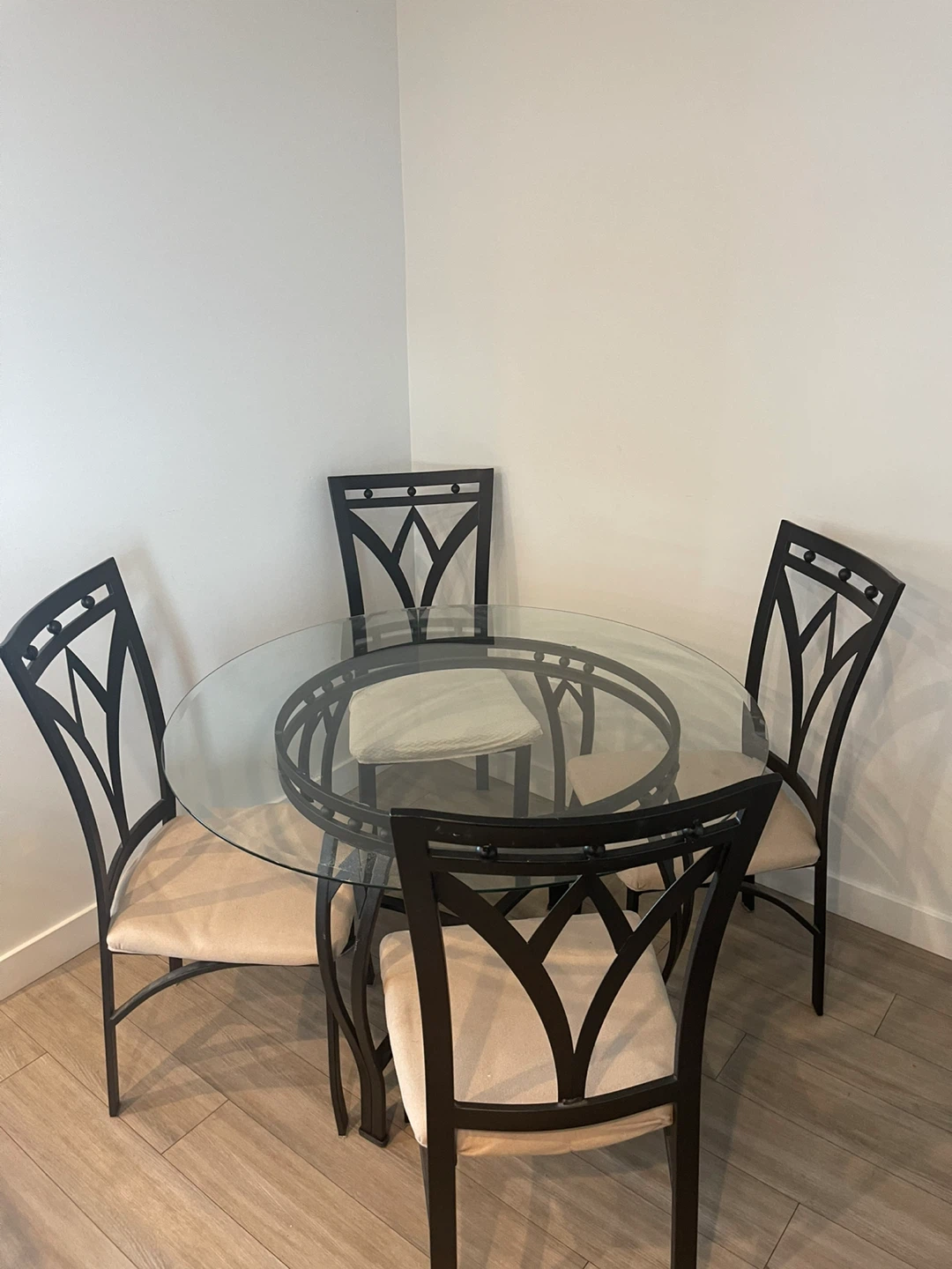 Glass Top Dining Table with 4 Chairs