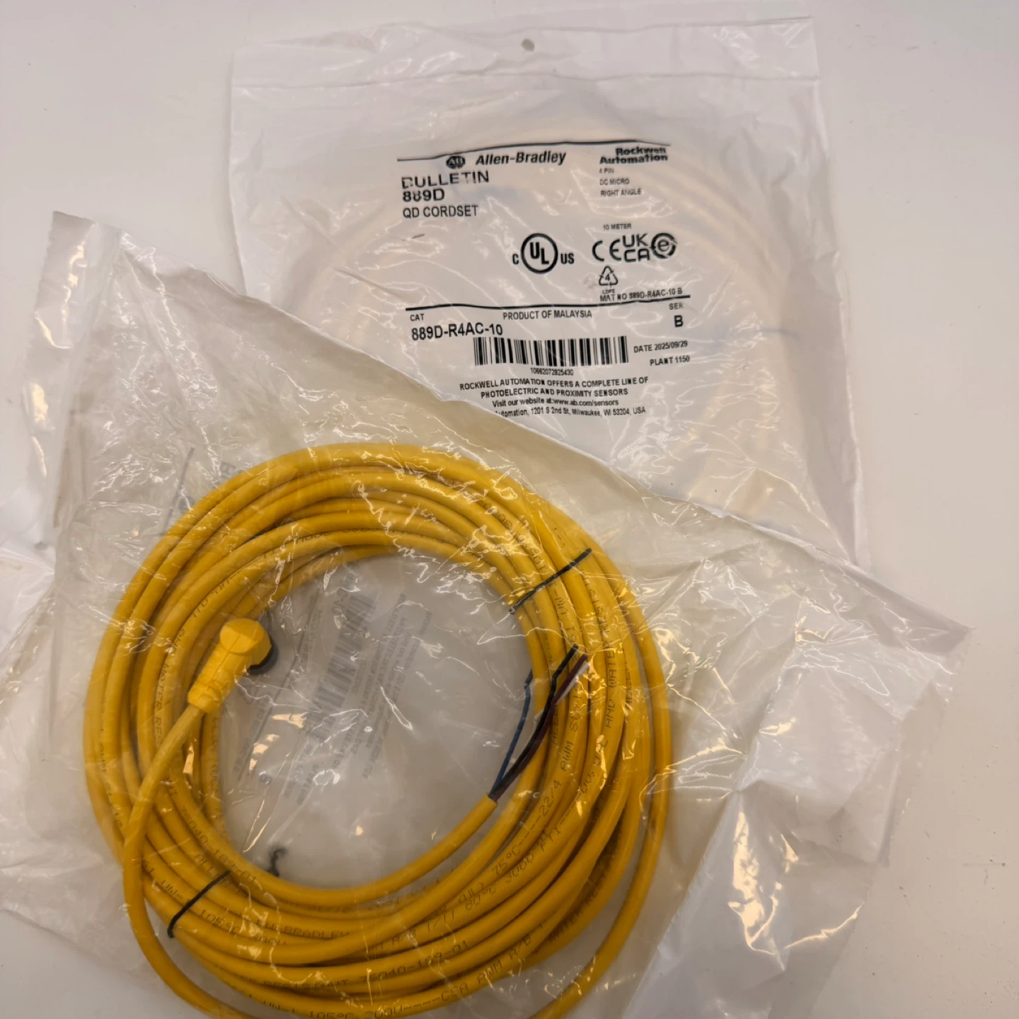 12 Allen-Bradley 889D-R4AC-10 QD Cordset 10M Right Angle 4-Pin - photo 2