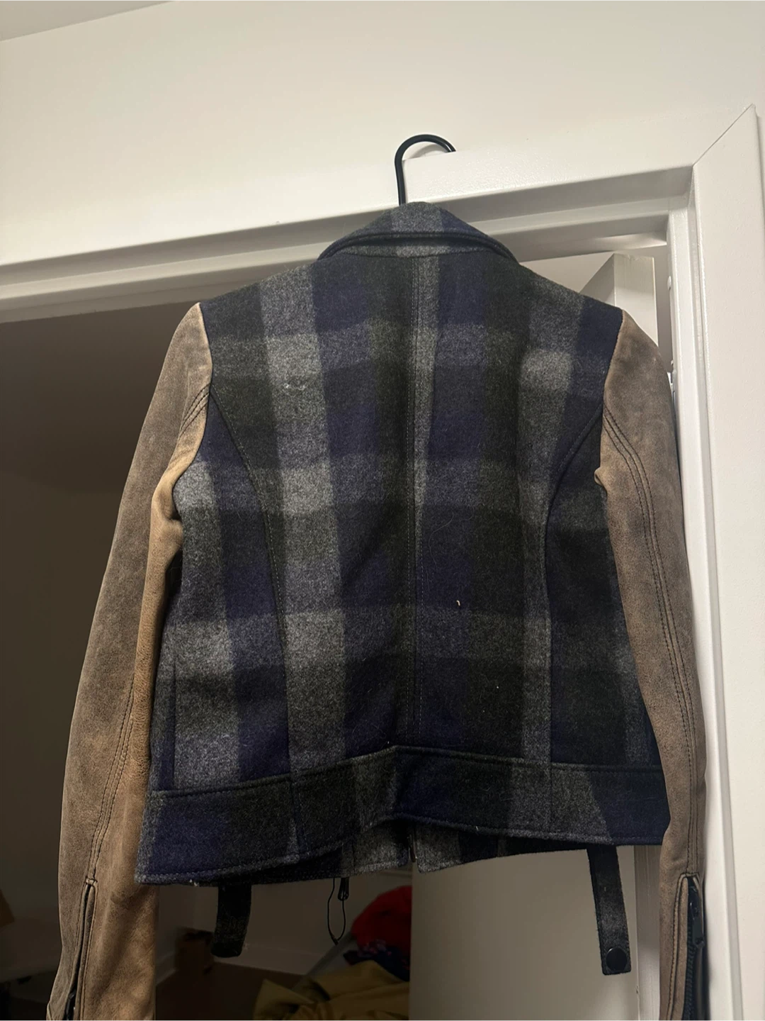 Mauro Grifoni Plaid Wool Moto Jacket - photo 3