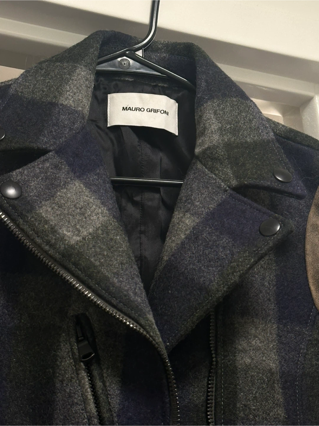 Mauro Grifoni Plaid Wool Moto Jacket - photo 2