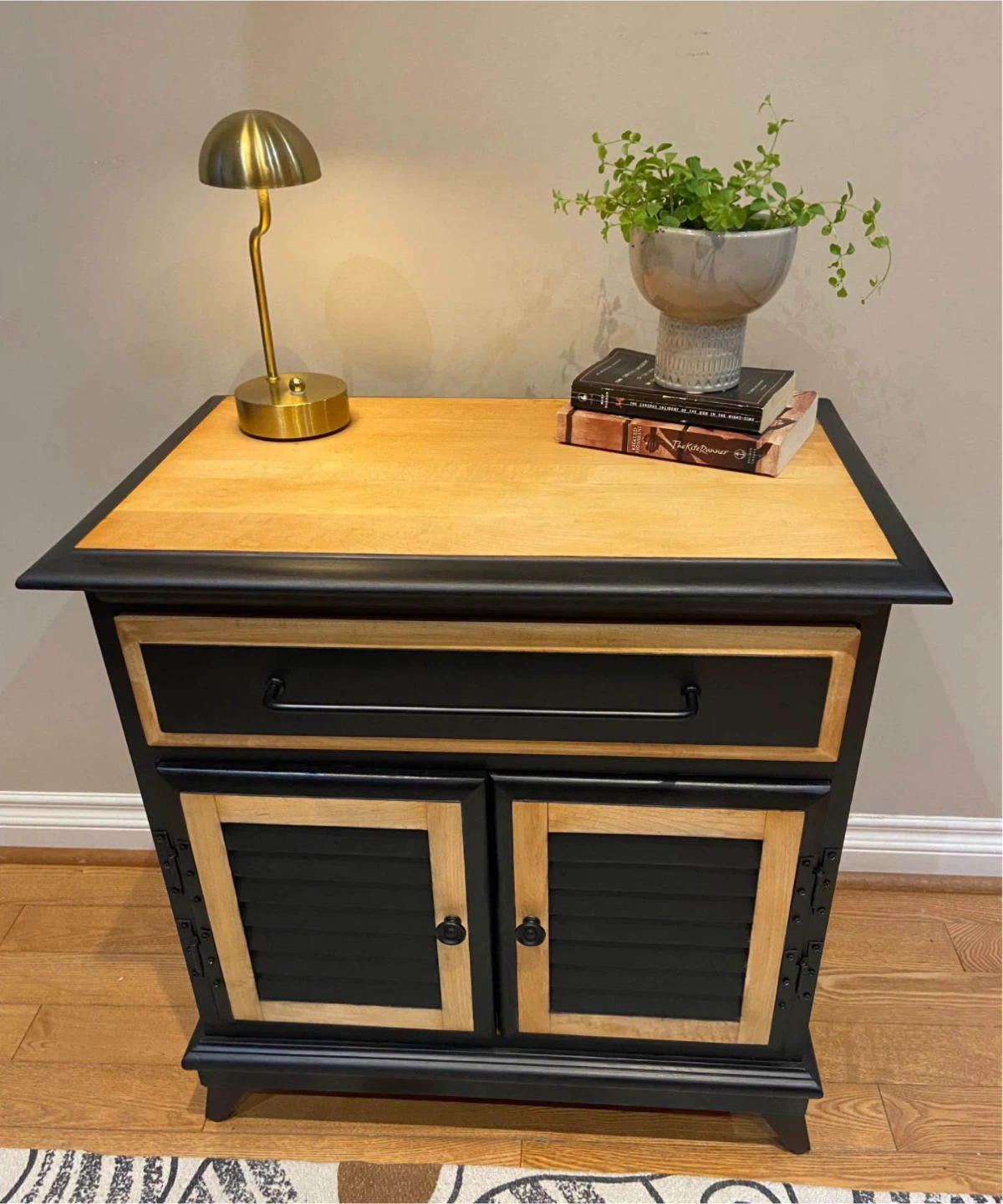 Black Two-Door Cabinet with Drawer - photo 3