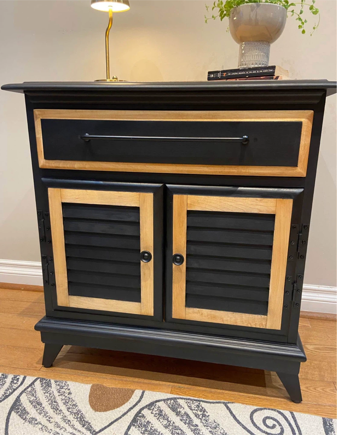 Black Two-Door Cabinet with Drawer - photo 2