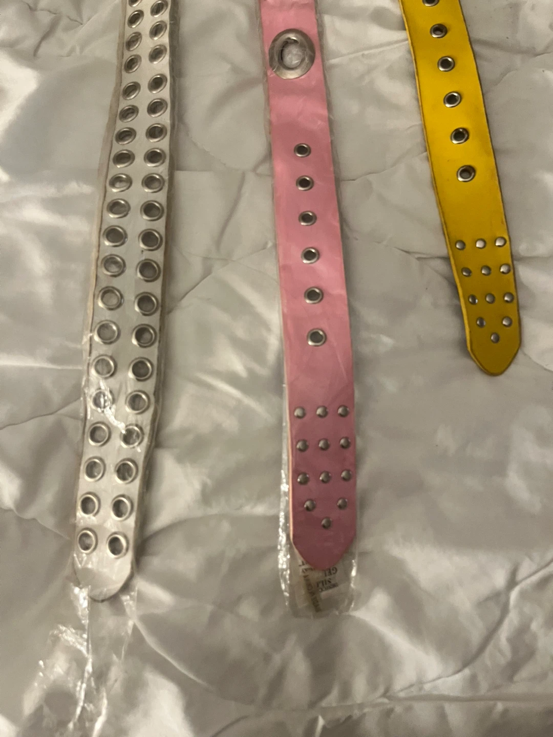 🥕Set of 3 Studded Belts - White, Pink, Yellow - photo 4