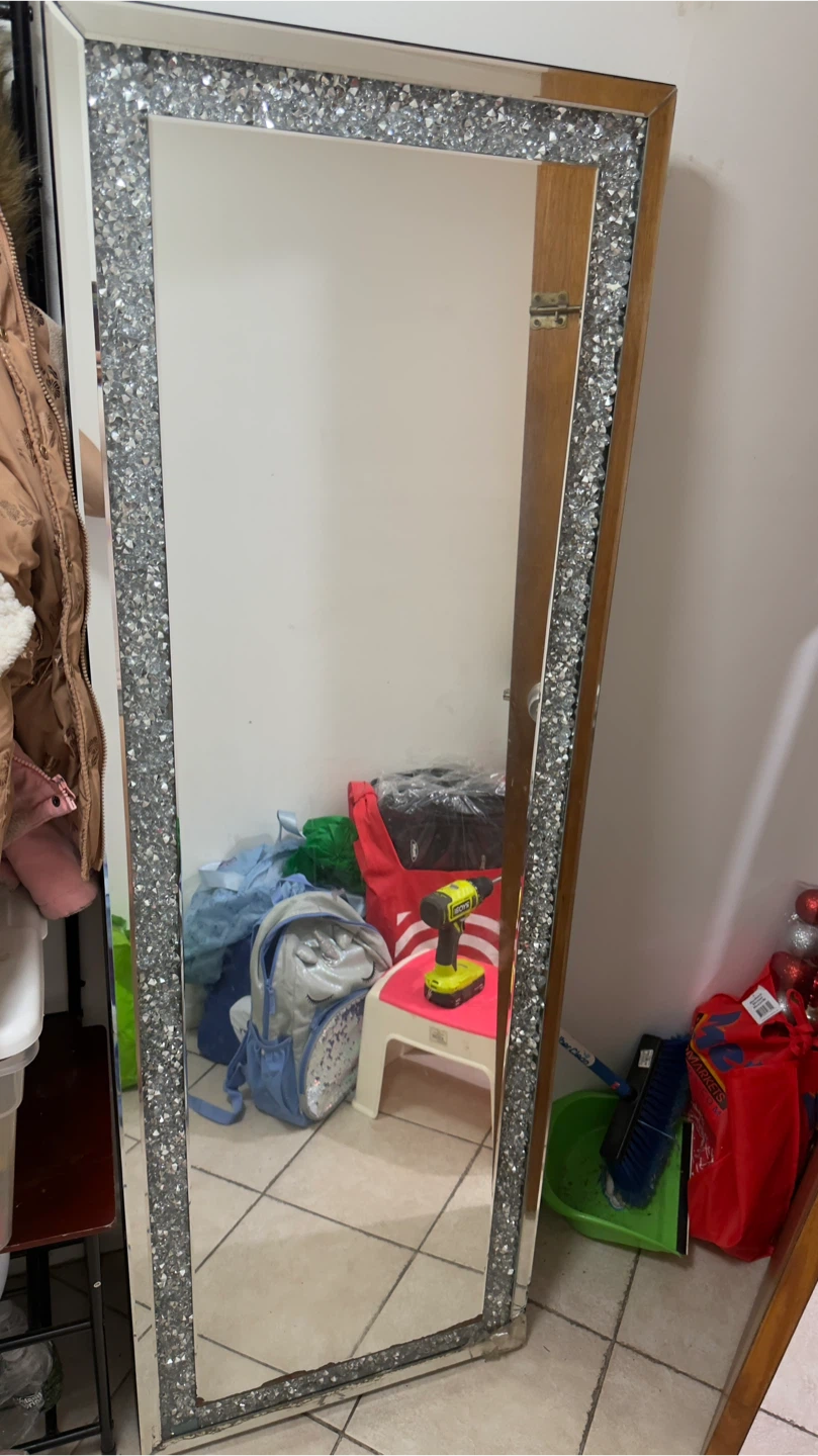 Tall Crushed Crystal Mirror