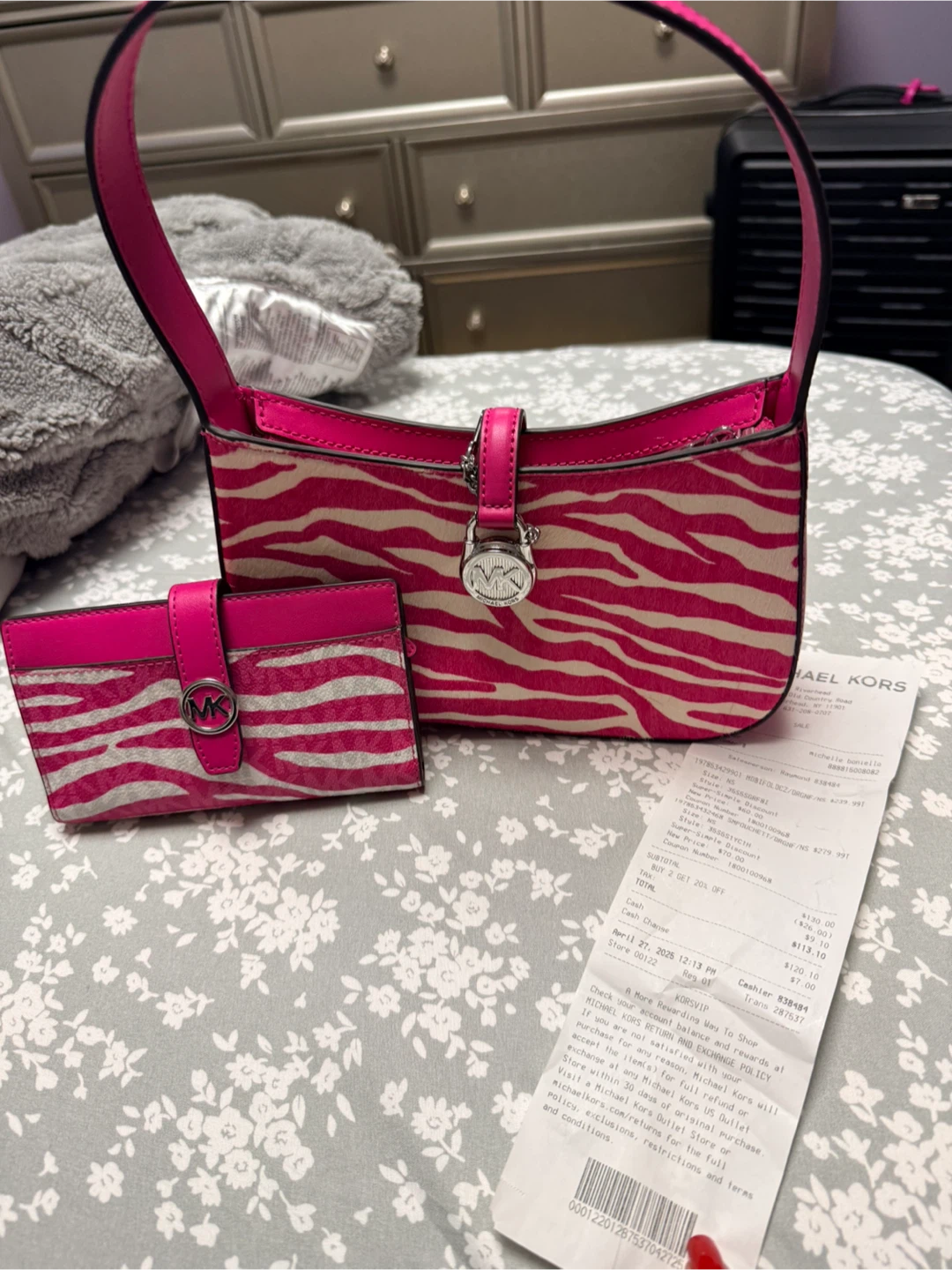 Michael Kors Zebra Print Shoulder Bag with Cardholder - photo 2