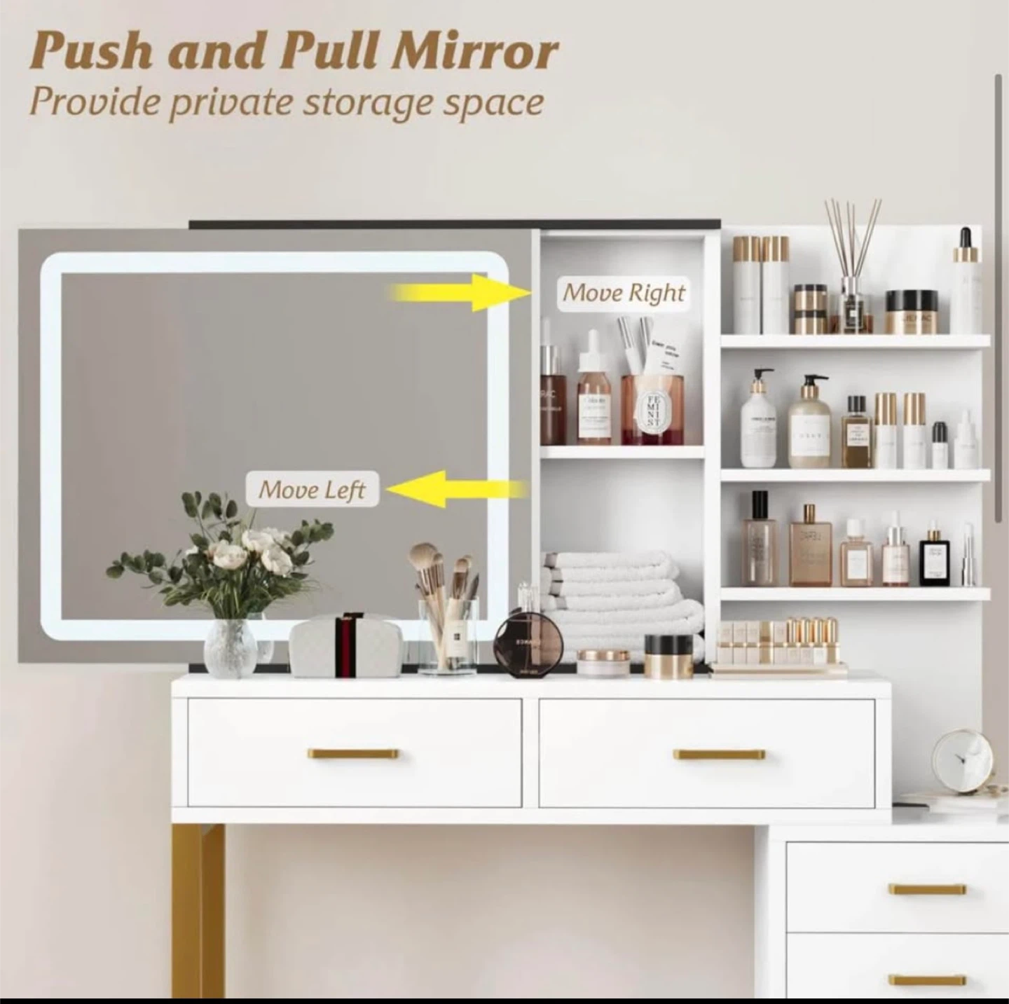 Makeup Vanity with Mirror and Storage - photo 3