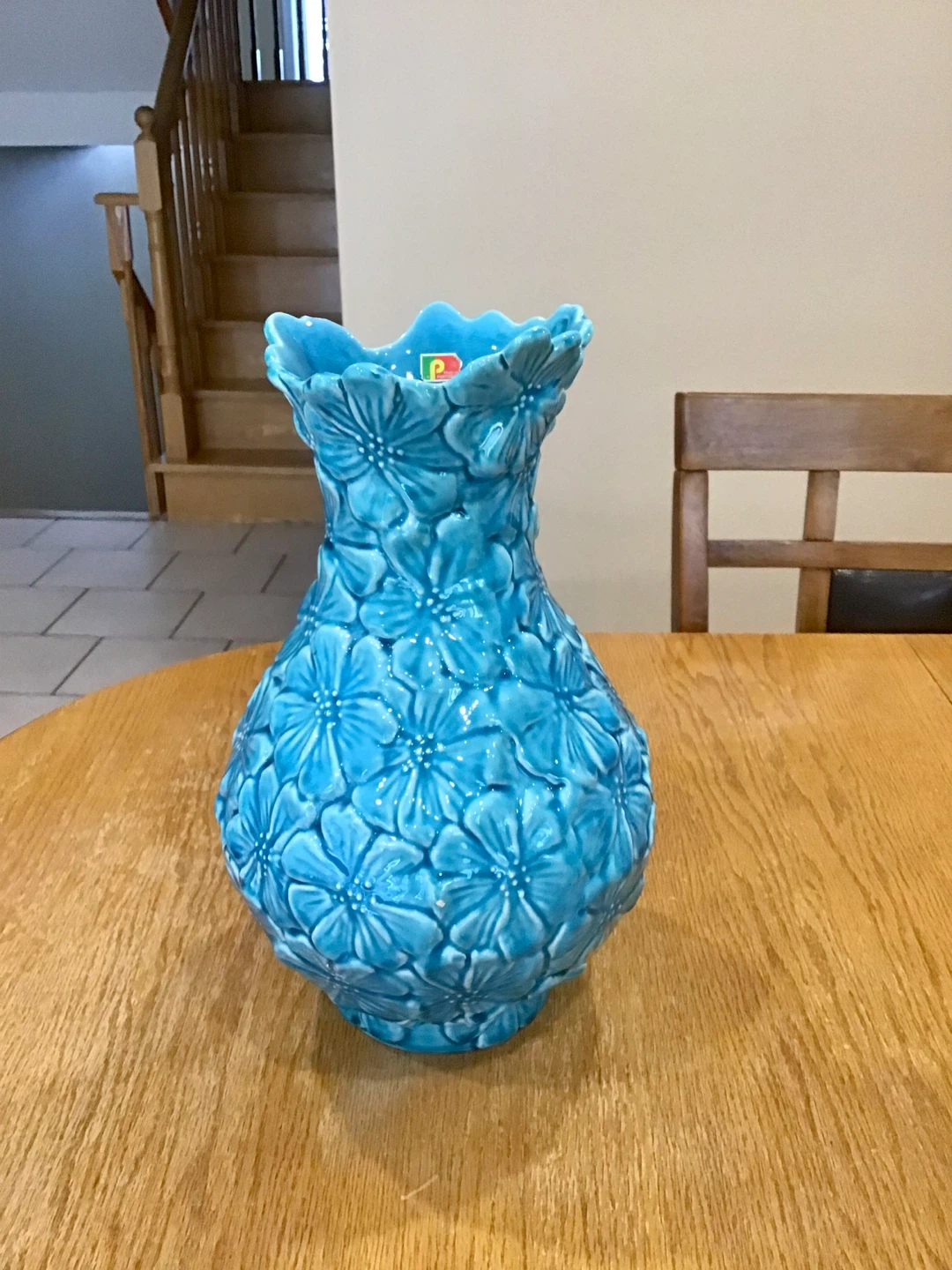 Ceramic Blue Floral Vase
