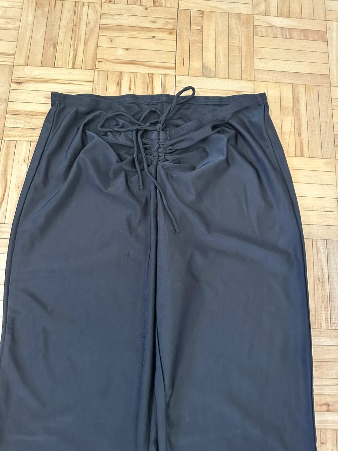 Black Wide Leg Pants with Drawstring Waist - photo 2