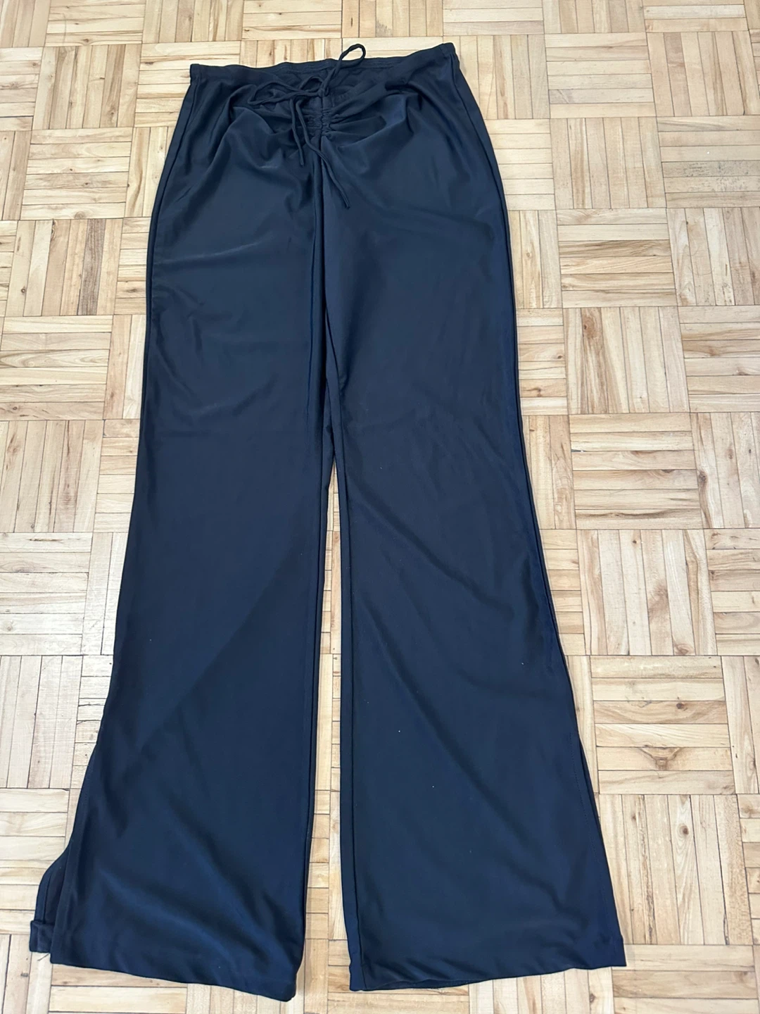 Black Wide Leg Pants with Drawstring Waist