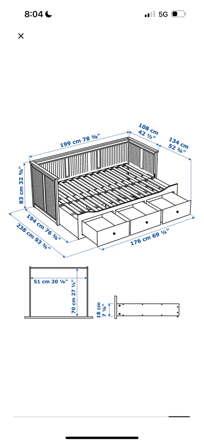 IKEA White Daybed with 3 Drawers - photo 2