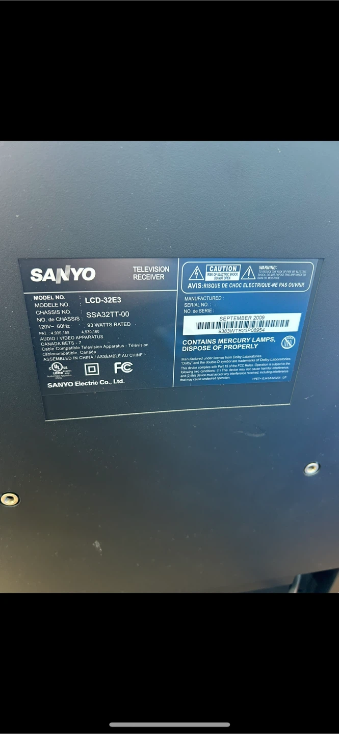 Sanyo LCD-32E3 TV