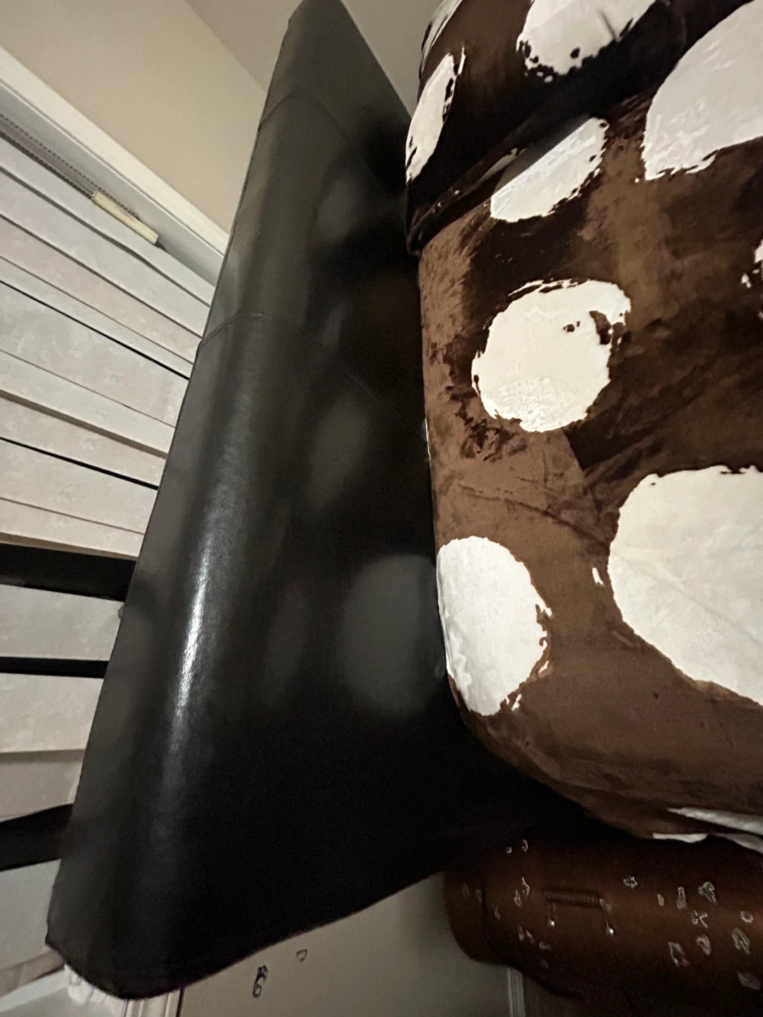 Black Faux Leather Bed Frame with box spring & mattress - photo 3