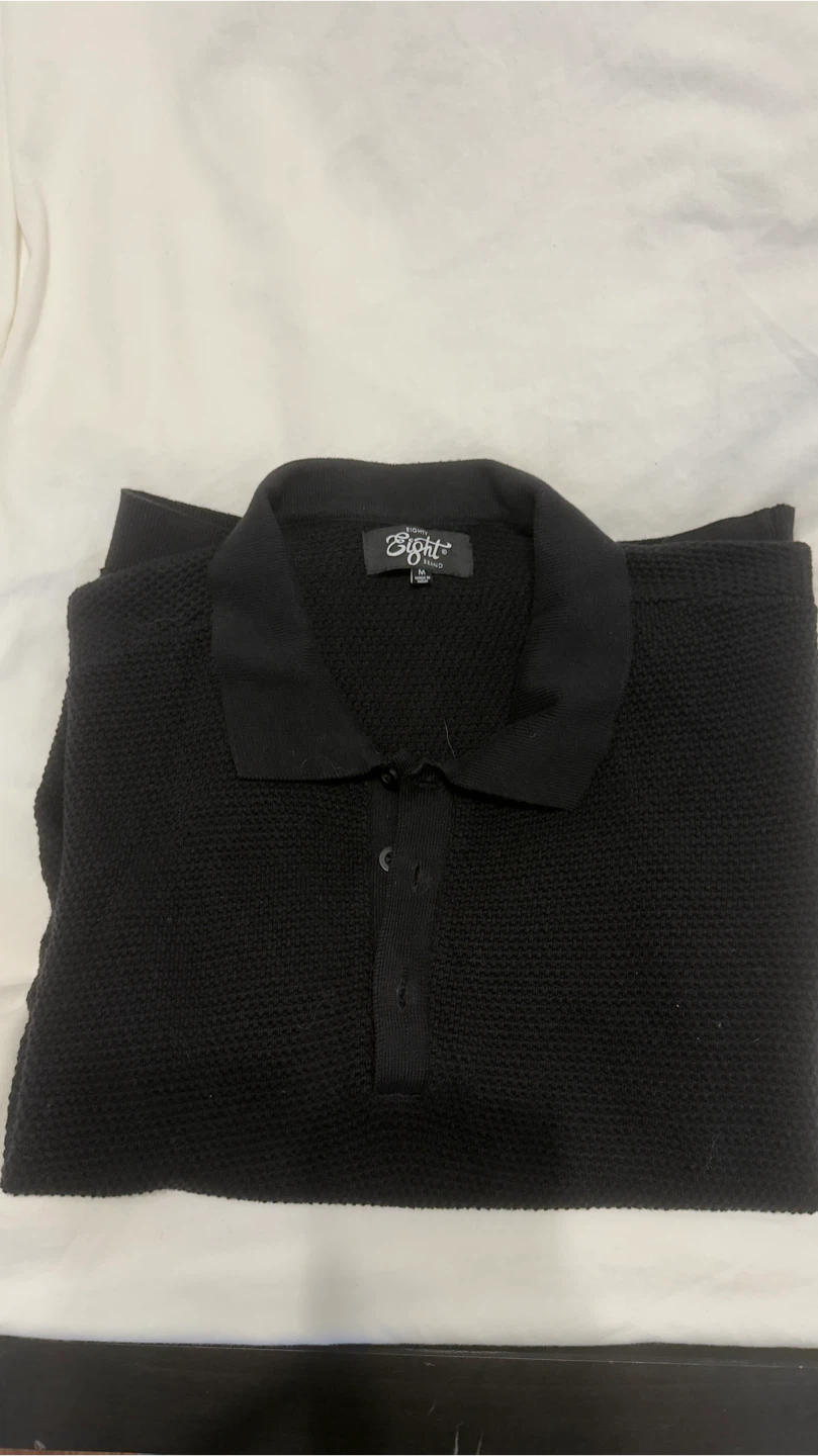 Eighty Eight Black Knitted Polo Shirt - Medium